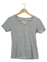 Vorschaubild 1 von Damen T-Shirt Just Do It V-Ausschnitt Grau Gr. 36/S