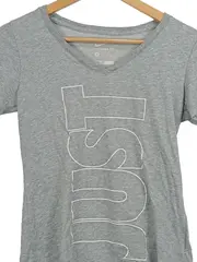 Vorschaubild 3 von Damen T-Shirt Just Do It V-Ausschnitt Grau Gr. 36/S