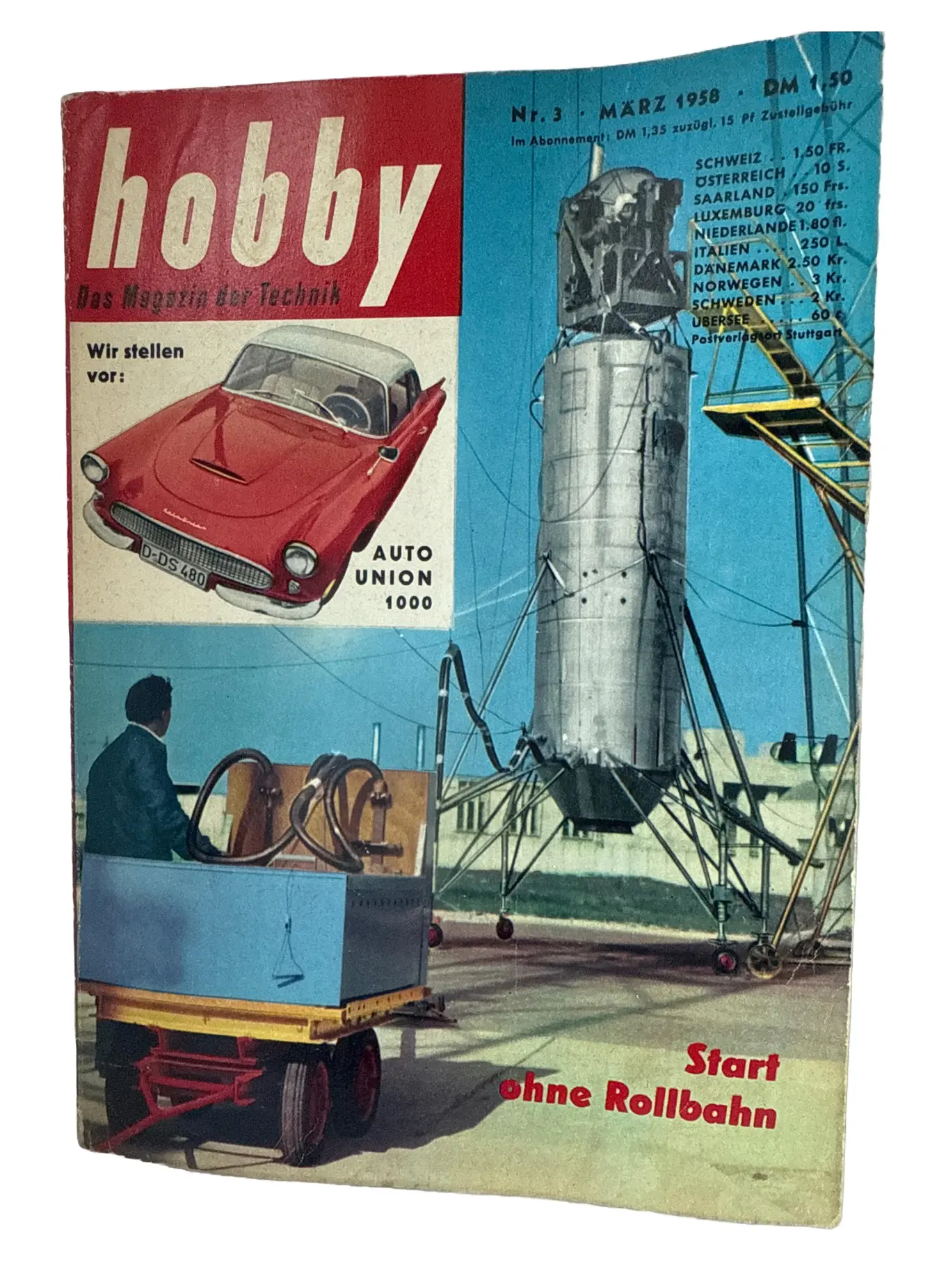 HOBBY Magazin Technik Nr. 3 März 1958 Auto Union 1000 Rakete