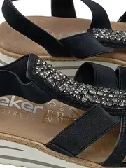 Vorschaubild 2 von Sandalen Damen Gr. 37 Schwarz Komfortabel mit Strasssteinen