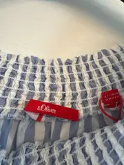 Vorschaubild 5 von Damen Off-Shoulder Bluse Gr. 34/XS Blau Weiß Gestreift Baumwolle