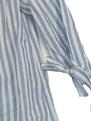 Vorschaubild 3 von Damen Off-Shoulder Bluse Gr. 34/XS Blau Weiß Gestreift Baumwolle