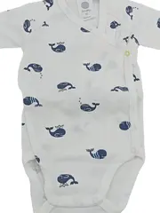 Vorschaubild 2 von Baby Body Wickelbody Wal-Motiv Gr. 50 Weiß Baumwolle