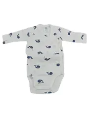 Vorschaubild 1 von Baby Body Wickelbody Wal-Motiv Gr. 50 Weiß Baumwolle