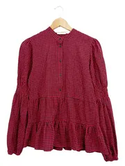 Vorschaubild 1 von Damen Bluse kariert Rot Gr. 36/S Casual Langarm