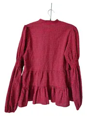 Vorschaubild 2 von Damen Bluse kariert Rot Gr. 36/S Casual Langarm