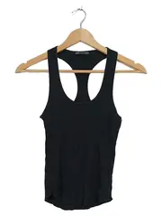 Vorschaubild 1 von Damen Tank Top Schwarz Gr. S Racerback Rippstrick Baumwolle
