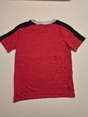 Vorschaubild 2 von Kinder Sport T-Shirt Gr. 128 Rot Weiß Schwarz Logo Blockfarben