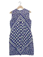 Vorschaubild 2 von Freizeitkleid Damen Gr. 38/M Blau Gemustert Ärmellos