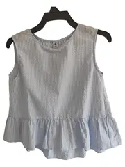 Vorschaubild 1 von Kinder Top ärmellos Gr. 140 blau gestreift Rüschen Baumwolle