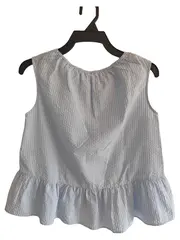 Vorschaubild 2 von Kinder Top ärmellos Gr. 140 blau gestreift Rüschen Baumwolle