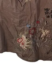Vorschaubild 4 von Damen Bluse Gr. L Braun Floral Stickerei Bohemian Langarm