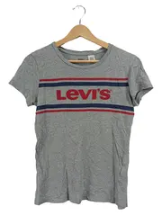 Vorschaubild 1 von T-Shirt Damen Gr. XS Grau Logo-Print Streifen Kurzarm