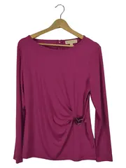 Vorschaubild 1 von Damen Langarmshirt Pink Gr. 40/L Raffungen Applikationen