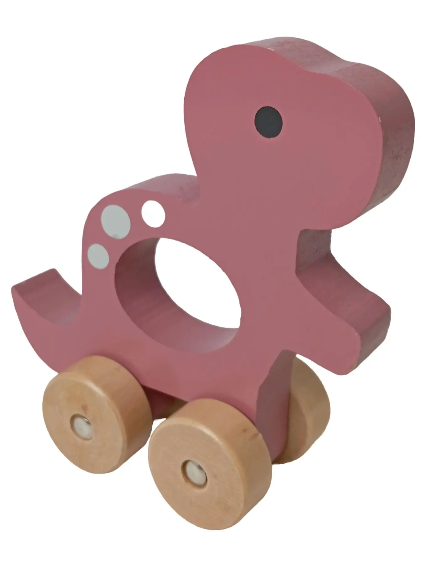 KINDSGUT Nachziehspielzeug Dinosaurier Rosa Holz Baby Kleinkind Spielzeug