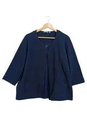 Vorschaubild 1 von 1920 Damen Strickjacke Gr. 46 Blau Gestreift 3/4-Arm Casual