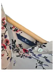 Vorschaubild 2 von Damen Bluse Gr. 42/XL Weiß Blumenmuster Langarm Viskose