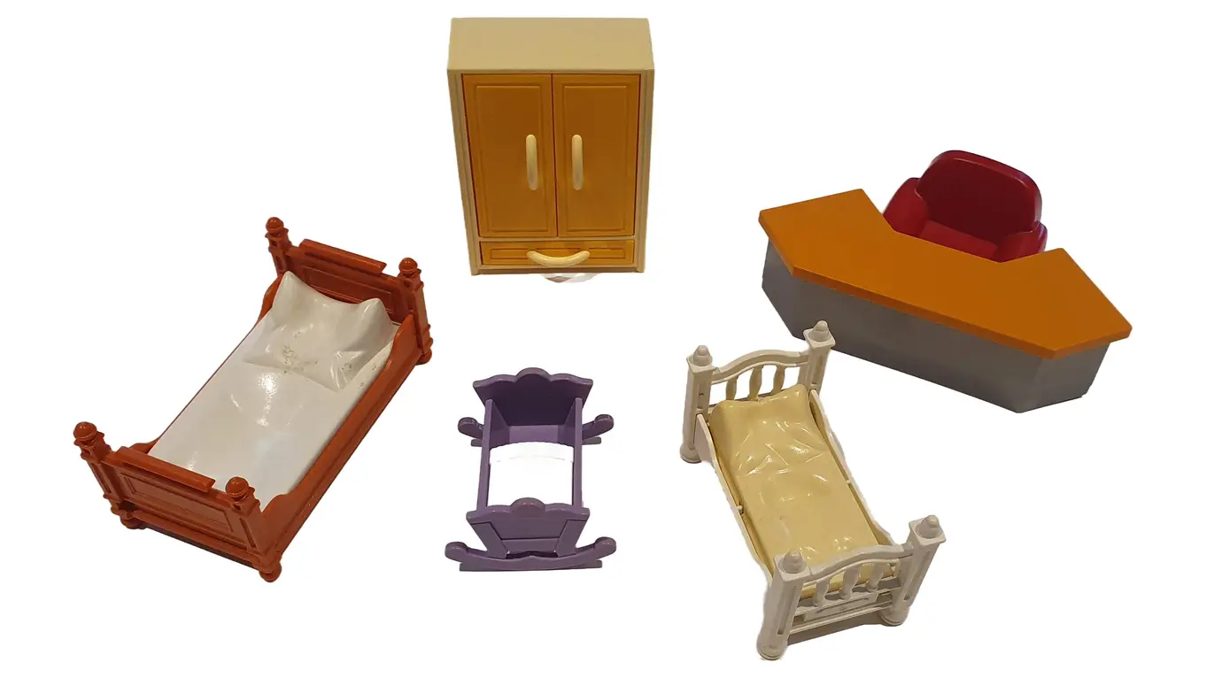 PLAYMOBIL Möbel Set Kinderzimmer Bett Wiege Schrank Puppenhaus Mehrfarbig