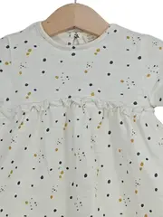 Vorschaubild 2 von Mini Baby Kleid Gr. 68 Weiß Punkte Rüschen Baumwolle