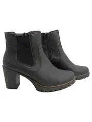 Vorschaubild 1 von Damen Stiefeletten Chelsea Boots Blockabsatz Leder Schwarz Gr. 40