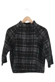 Vorschaubild 1 von Damen Pullover Schwarz Strukturmuster Rollkragen Elegant Gr. 34/XS