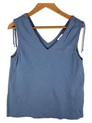Vorschaubild 1 von Damen Top Gr. 66 Blau Ärmellos V-Ausschnitt Casual Sommer