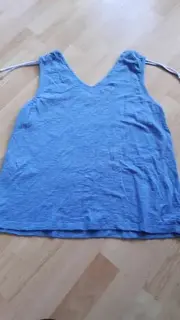 Vorschaubild 2 von Damen Top Gr. 66 Blau Ärmellos V-Ausschnitt Casual Sommer
