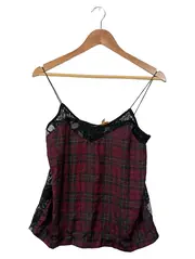 Vorschaubild 1 von Damen Top Rot Kariert Spitze Gr. 36/S