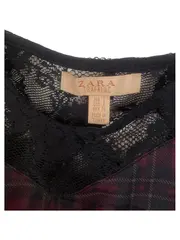 Vorschaubild 2 von Damen Top Rot Kariert Spitze Gr. 36/S