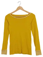 Vorschaubild 1 von Damen Langarmshirt Gr. 34/XS Gelb Basic Baumwolle