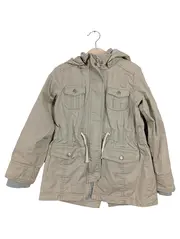 Vorschaubild 1 von Mädchen Regenjacke Parka Kapuze Beige Gr. 116 Baumwolle Casual Outdoor