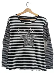 Vorschaubild 1 von Damen Langarmshirt Gr. L gestreift Stern Print Grau