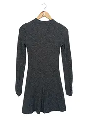 Vorschaubild 2 von Damen Strickkleid XS 34 Schwarz Meliert Rippstrick Elegant Streetwear