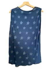 Vorschaubild 3 von Damen Top Sterne Pailletten Schriftzug Blau Gr. S Ärmellos Viskose