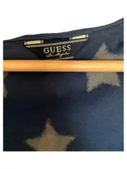 Vorschaubild 4 von Damen Top Sterne Pailletten Schriftzug Blau Gr. S Ärmellos Viskose