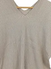 Vorschaubild 2 von Damen Strickshirt V-Ausschnitt Rippstrick Beige Gr. 40/L