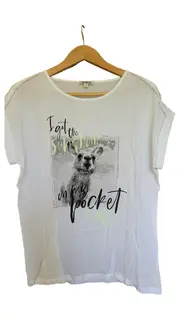 Vorschaubild 1 von Damen T-Shirt Gr. 36/S Weiß Casual Tier-Print Schriftzug
