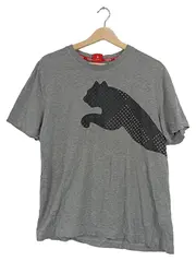 Vorschaubild 1 von Herren T-Shirt Grau Sportlich Gr. 50/L Logo-Print Kurzarm