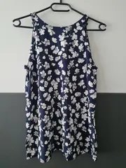 Vorschaubild 4 von edc Damen Blumenmuster Top ärmellos blau Gr. 36/S Freizeit Baumwolle