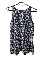 Vorschaubild 1 von edc Damen Blumenmuster Top ärmellos blau Gr. 36/S Freizeit Baumwolle