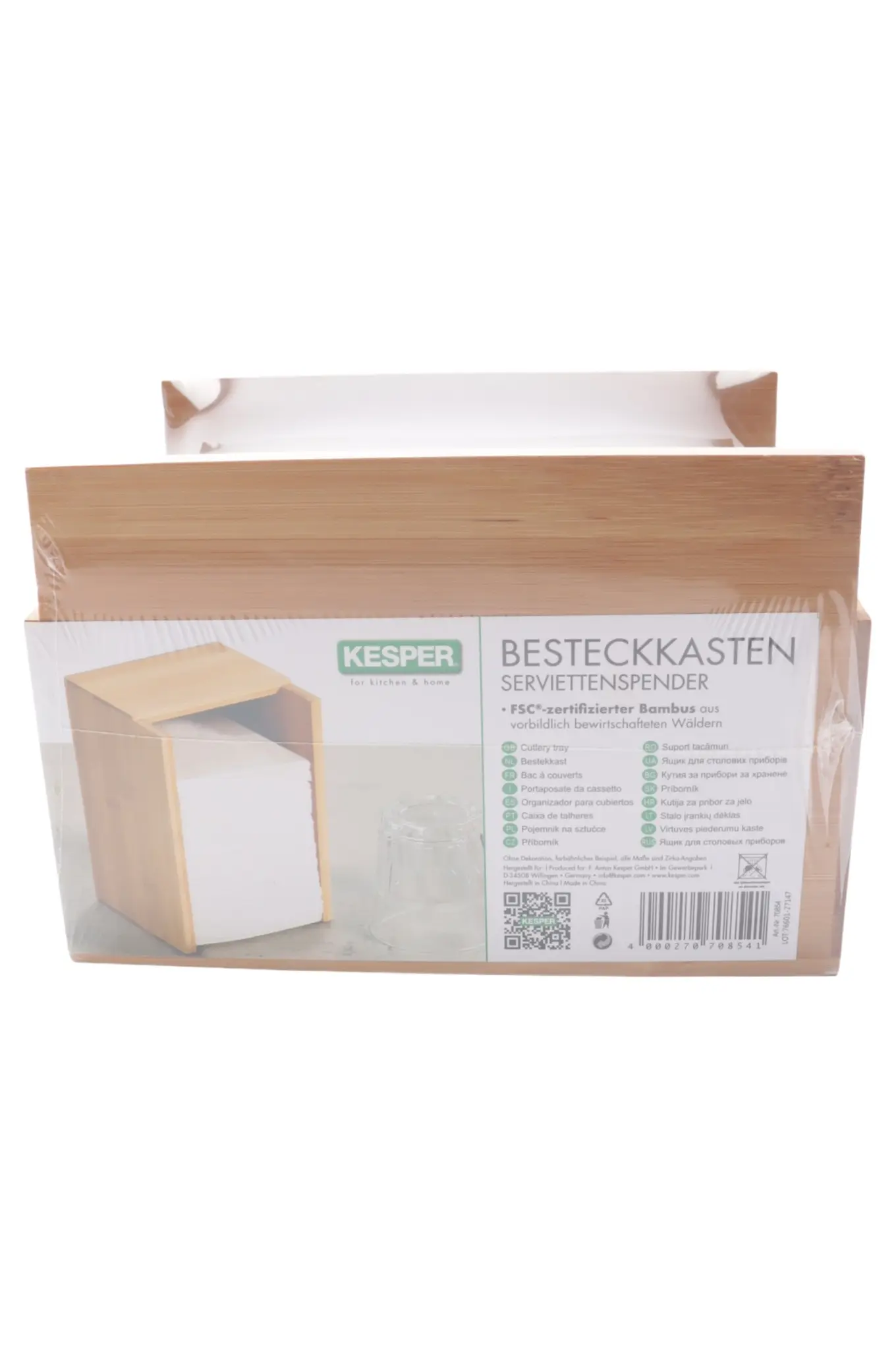 KESPER Besteckkasten Serviettenständer Bambus Holz Braun 18x12x12 cm