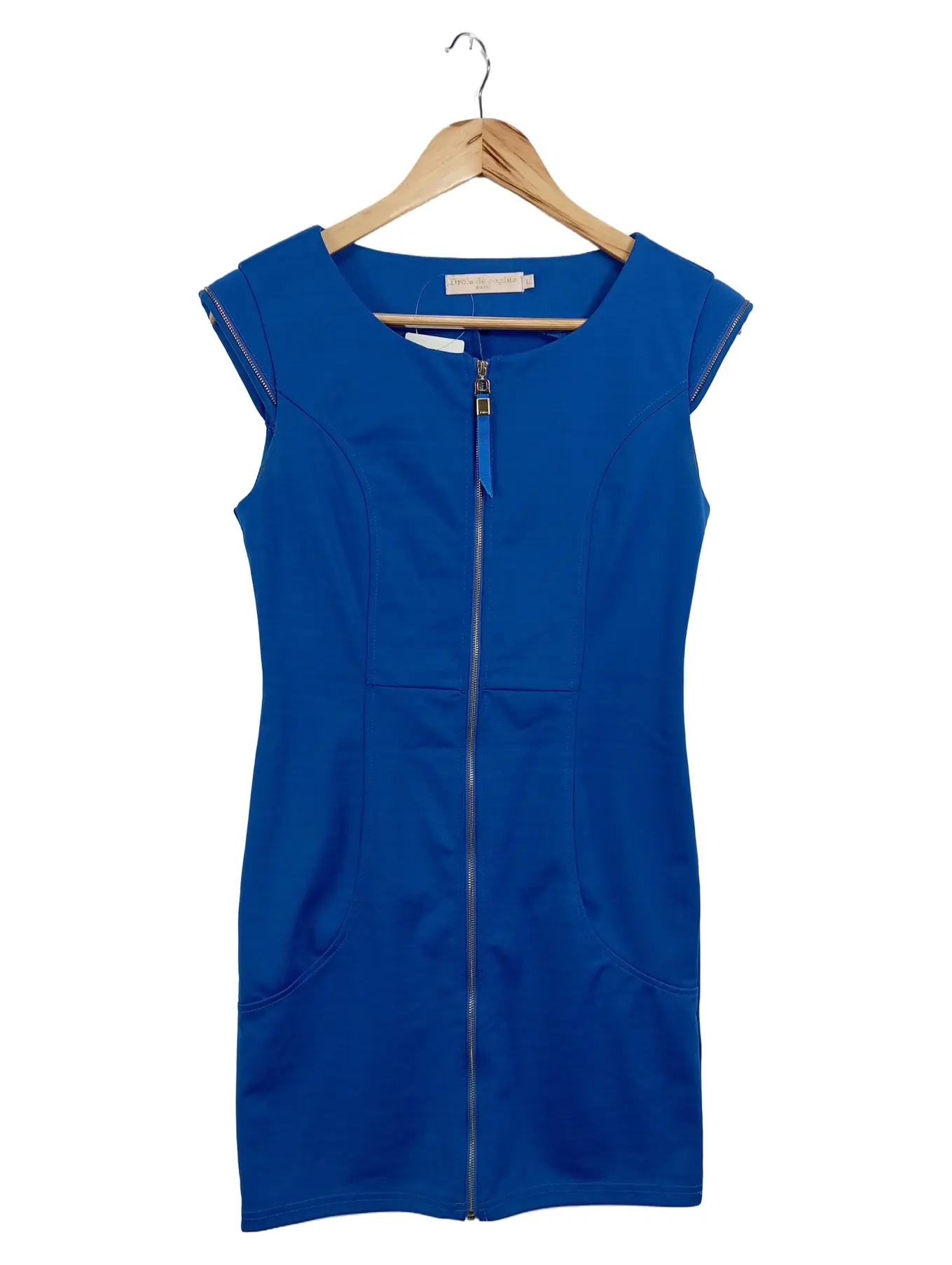 DRÔLE DE COPINE DROLE DE COPINE Businesskleid Damen Gr. 40/L Blau Elegant Reißverschluss