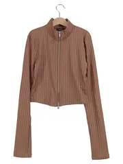 Vorschaubild 1 von Jordan Damen Trainingsjacke Beige Rippstrick Reißverschluss Gr. 34/XS Sportlich