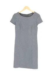 Vorschaubild 1 von Damen Etuikleid Gr. 36/S Blau Grafisch Business Kleid 91cm Länge