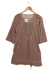 Vorschaubild 1 von Damen Blusenkleid Gr. 36/S Rosa Floral Tunikakleid Baumwolle