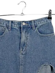 Vorschaubild 3 von Damen Jeansrock Blau XS Casual mit Schlitz Maxirock