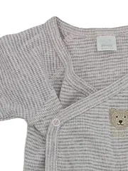 Vorschaubild 2 von Baby Body Wickelbody Gr. 56 Grau Rippstrick mit Teddy Applikation