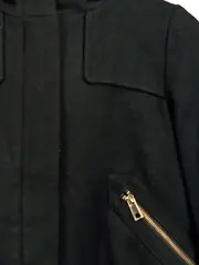 Vorschaubild 3 von Leichter Mantel Damen Schwarz Gr. 34/XS Casual Jacke Kapuze Fellbesatz