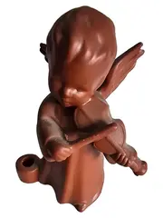 Vorschaubild 1 von Engel mit Violine Kerzenhalter Figur Klassisch Braun Keramik Deko