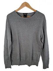 Vorschaubild 1 von Herren Pullover Grau Meliert Rundhals Baumwolle Basic Gr. S